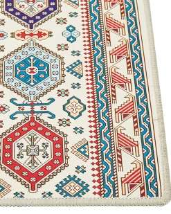 Beliani Tappeto HACILAR Multicolore Beige Blu Rosso Multicolore