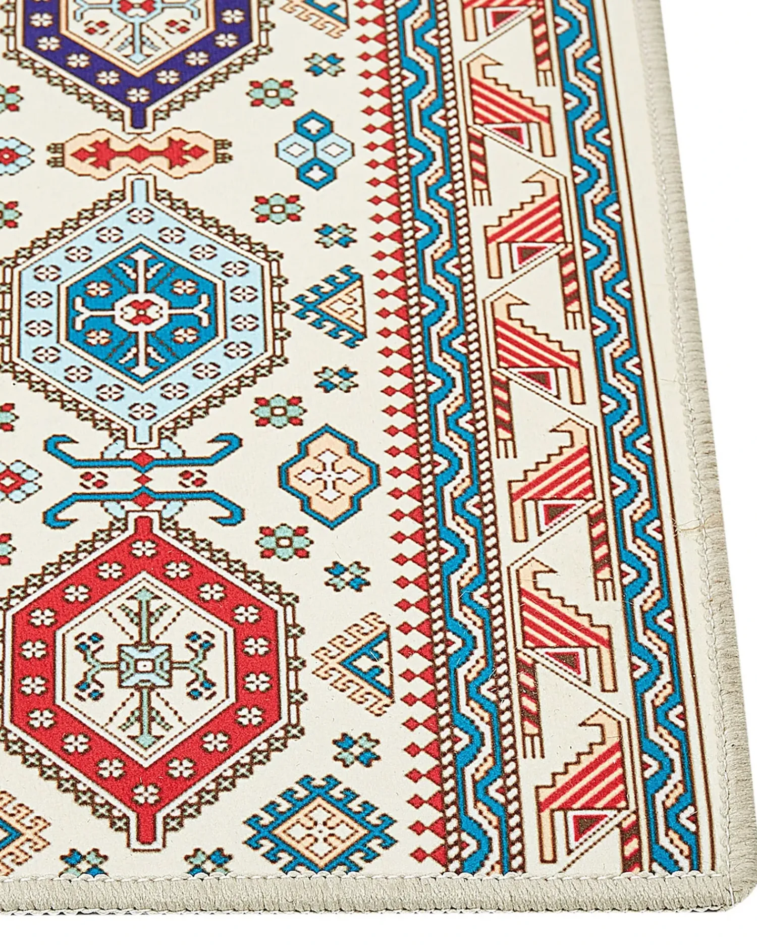 Beliani Tappeto HACILAR Multicolore Beige Blu Rosso Multicolore