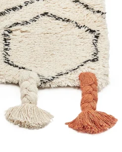 Beliani Tappeto HAJIPUR Beige Cotone Arancione Beige Nero