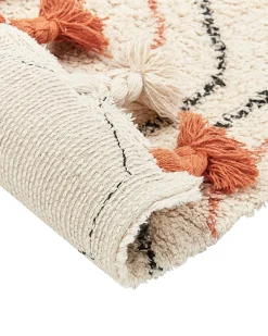 Beliani Tappeto HAJIPUR Beige Cotone Arancione Beige Nero