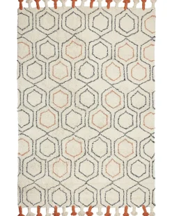 Beliani Tappeto HAJIPUR Beige Cotone Arancione Beige Nero