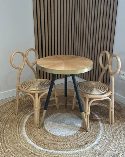 New Beliani Tappeto HALFELI Beige ø 140 cm Iuta Beige Bianco