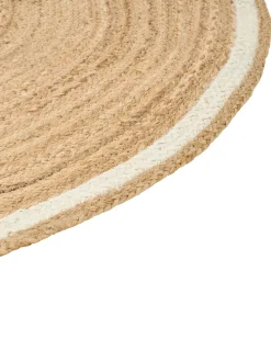 New Beliani Tappeto HALFELI Beige ø 140 cm Iuta Beige Bianco
