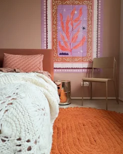 Hot Beliani Tappeto HALFETI ø 140 cm Cotone Arancione