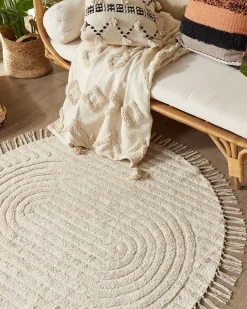 Hot Beliani Tappeto HALFETI chiaro ø 140 cm Cotone Beige