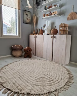 Hot Beliani Tappeto HALFETI chiaro ø 140 cm Cotone Beige
