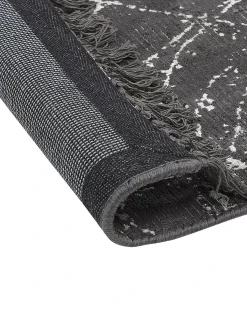 Hot Beliani Tappeto HANLI Grigio scuro Viscosa Bianco Grigio