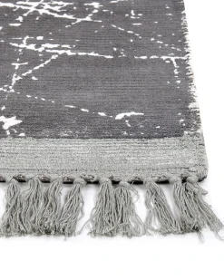 New Beliani Tappeto HANLI Grigio Viscosa Bianco Grigio