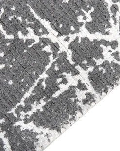 New Beliani Tappeto HANLI Grigio Viscosa Bianco Grigio