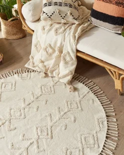 Beliani Tappeto HARRAN chiaro ø 140 cm Cotone Beige