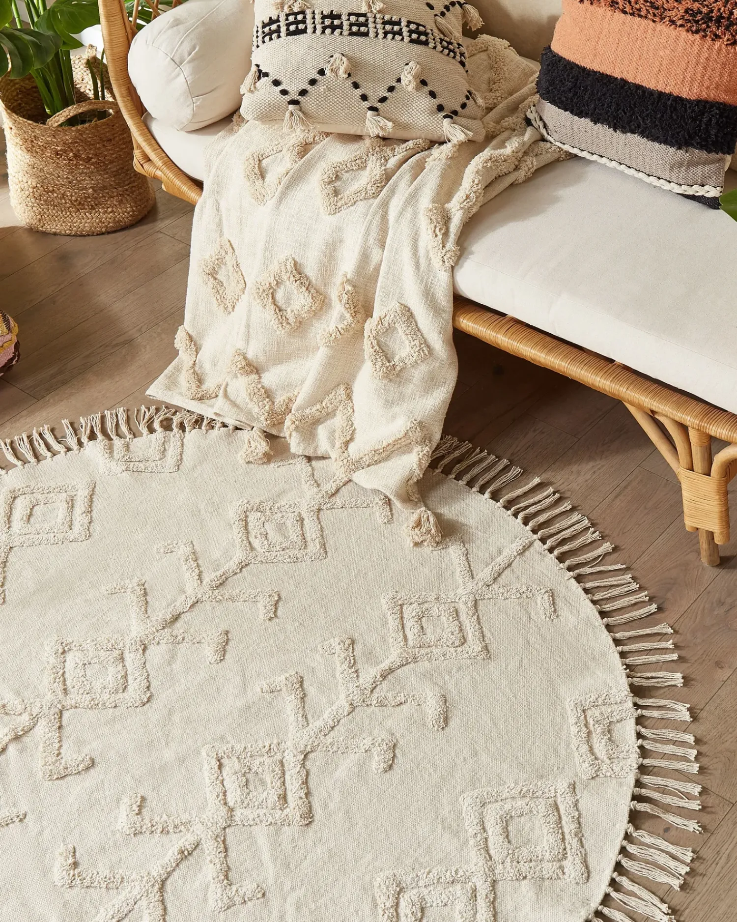 Beliani Tappeto HARRAN chiaro ø 140 cm Cotone Beige