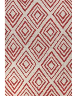 Outlet Beliani Tappeto HASKOY Rosso 160 x 230 cm Cotone Bianco Rosso