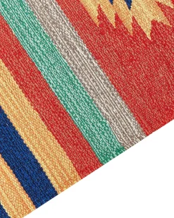 Online Beliani Tappeto HATIS Multicolore Cotone Kilim Arancione Blu Rosso Multicolore