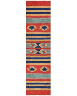 Clearance Beliani Tappeto HATIS Multicolore Cotone Kilim Arancione Blu Rosso Multicolore