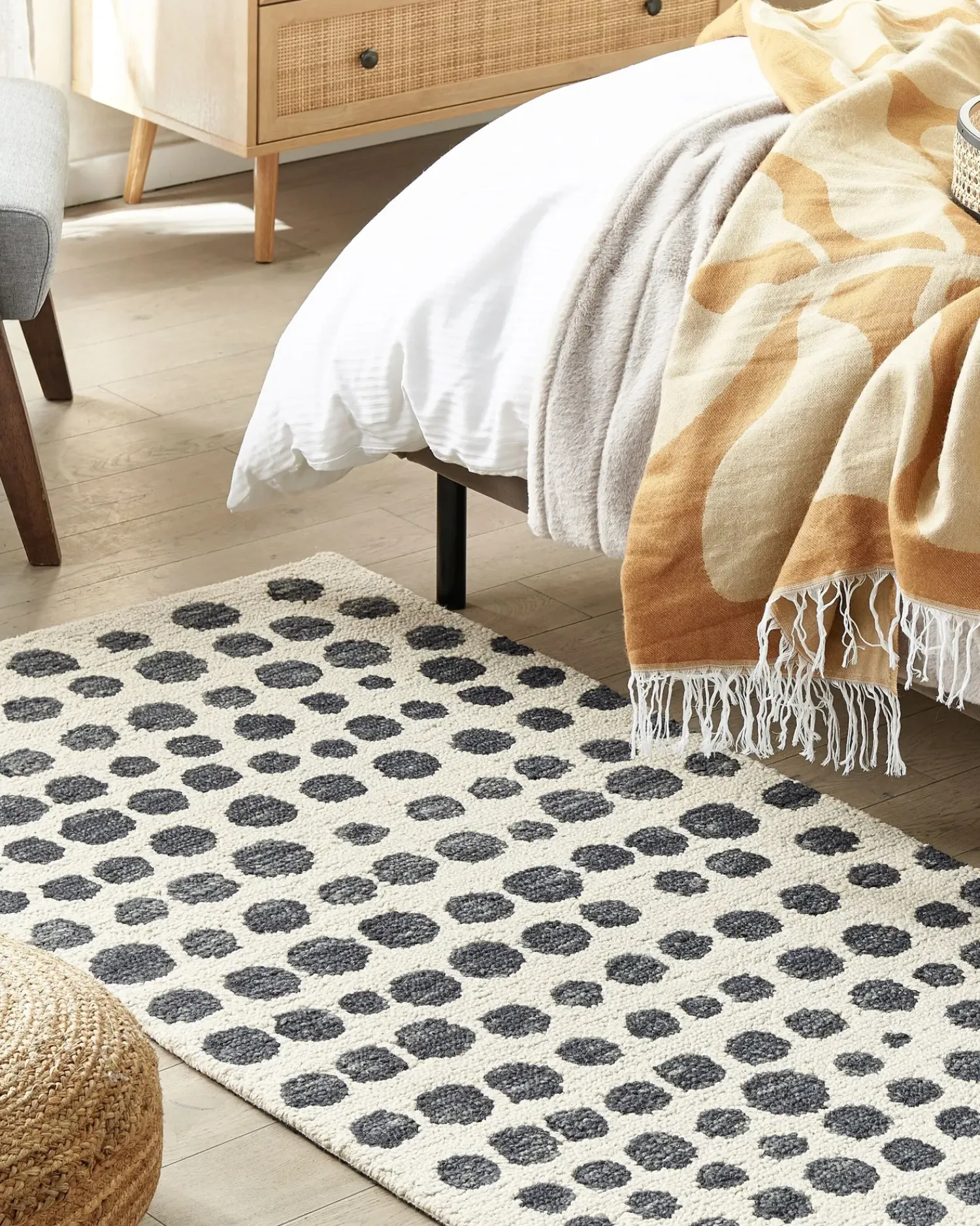 Best Beliani Tappeto HAVRAN Nero/Bianco 80 x 150 cm Lana Beige Nero