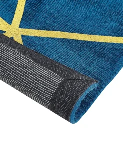 Beliani Tappeto HAVZA Blu 80 x 150 cm Viscosa Oro Blu
