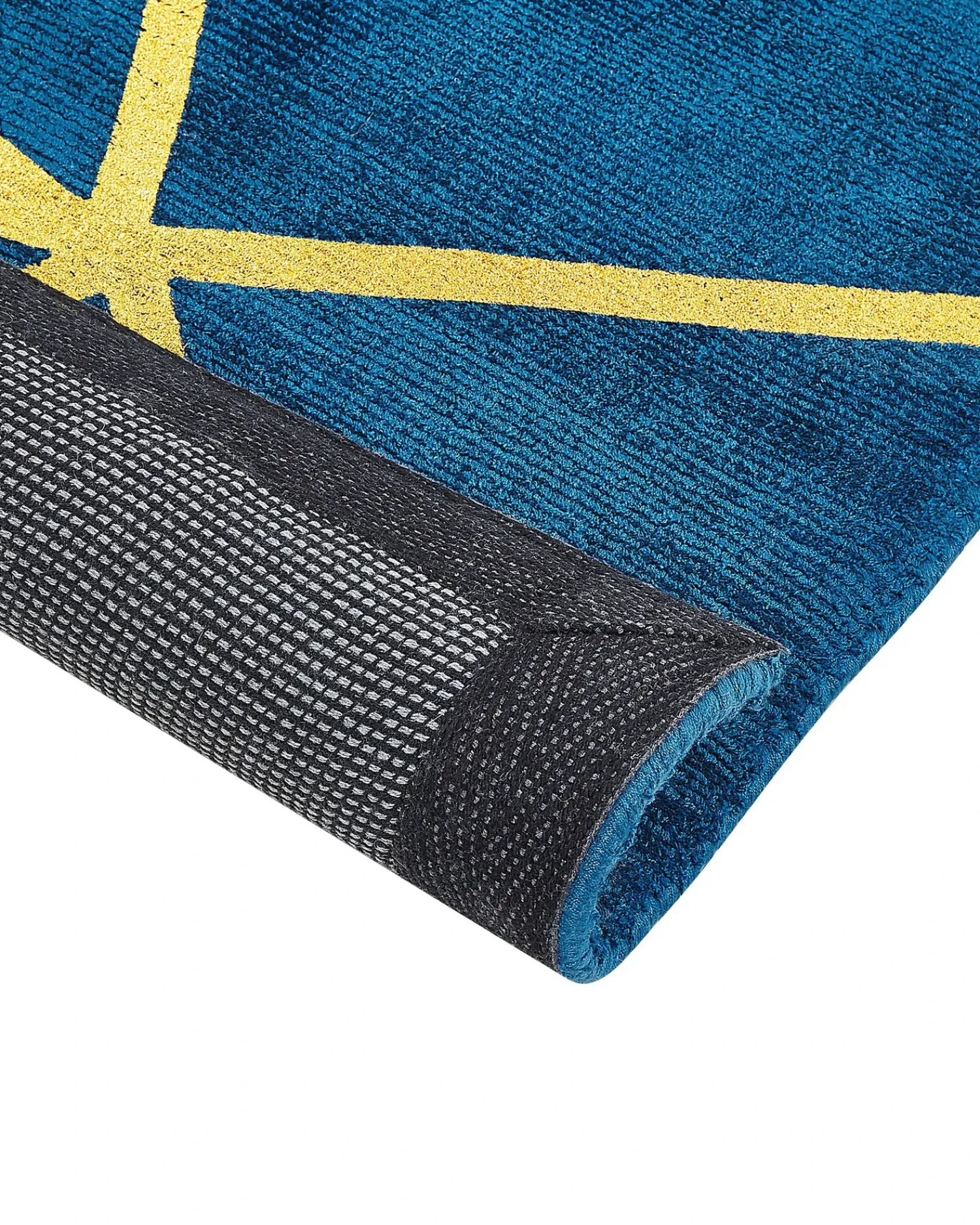 Beliani Tappeto HAVZA Blu 80 x 150 cm Viscosa Oro Blu