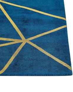 Beliani Tappeto HAVZA Blu 80 x 150 cm Viscosa Oro Blu