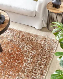 Sale Beliani Tappeto HAYA Arancione Cotone Beige Arancione