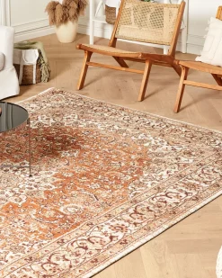 Sale Beliani Tappeto HAYA Arancione Cotone Beige Arancione