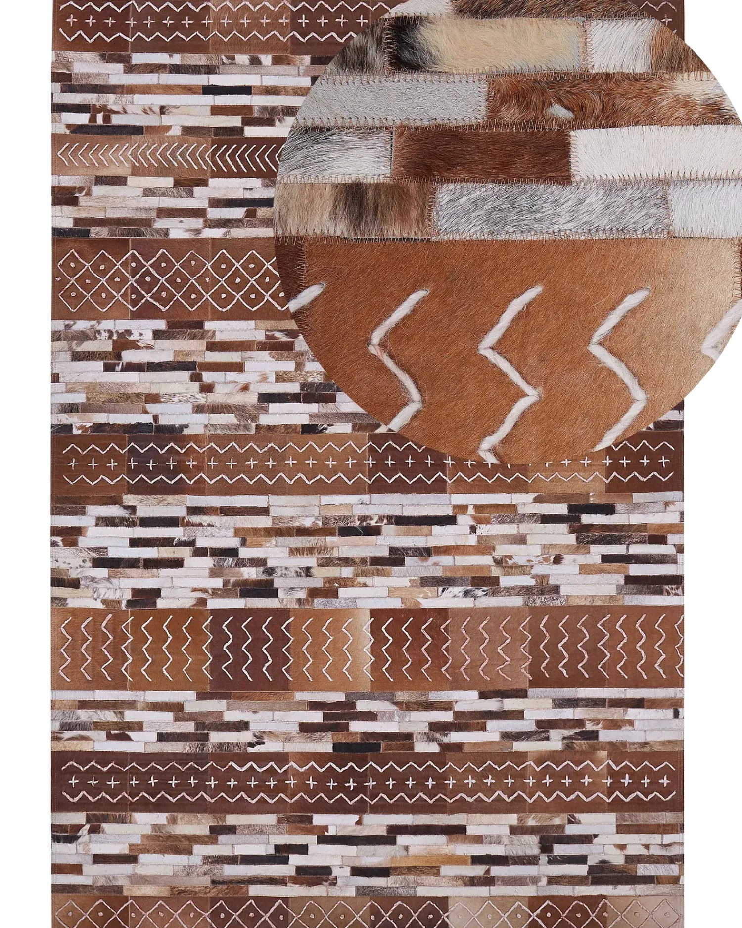 New Beliani Tappeto HEREKLI Pelle naturale Marrone