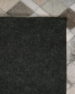 Sale Beliani Tappeto HIRKA Grigio Pelle naturale Beige Grigio Nero