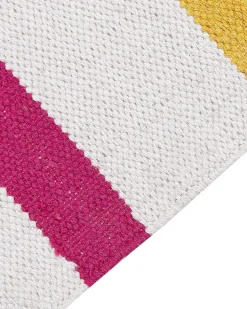 Online Beliani Tappeto HISARLI Multicolore Cotone Arancione Bianco Blu Marrone Multicolore