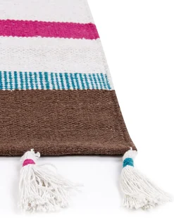 Online Beliani Tappeto HISARLI Multicolore Cotone Arancione Bianco Blu Marrone Multicolore