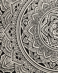 Online Beliani Tappeto HIZAN Nero ø 120 cm Cotone Beige Nero