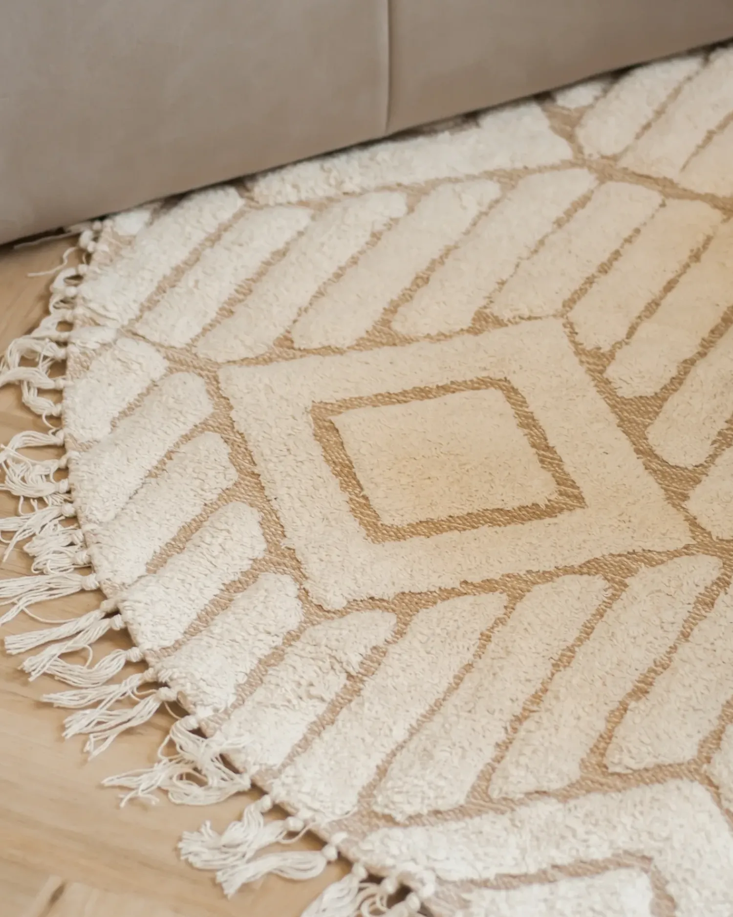 Discount Beliani Tappeto HORASAN chiaro ø 140 cm Cotone Beige