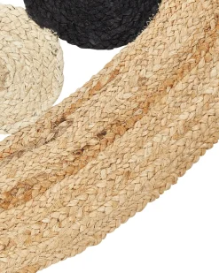 Outlet Beliani Tappeto HOVIT Nero ø 140 cm Iuta Beige Nero