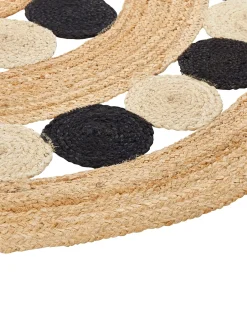 Outlet Beliani Tappeto HOVIT Nero ø 140 cm Iuta Beige Nero