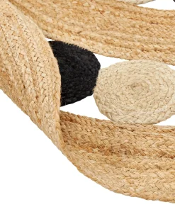 Outlet Beliani Tappeto HOVIT Nero ø 140 cm Iuta Beige Nero