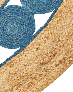 Hot Beliani Tappeto HOVIT Verde Blu ø 140 cm Iuta Naturale Blu Verde