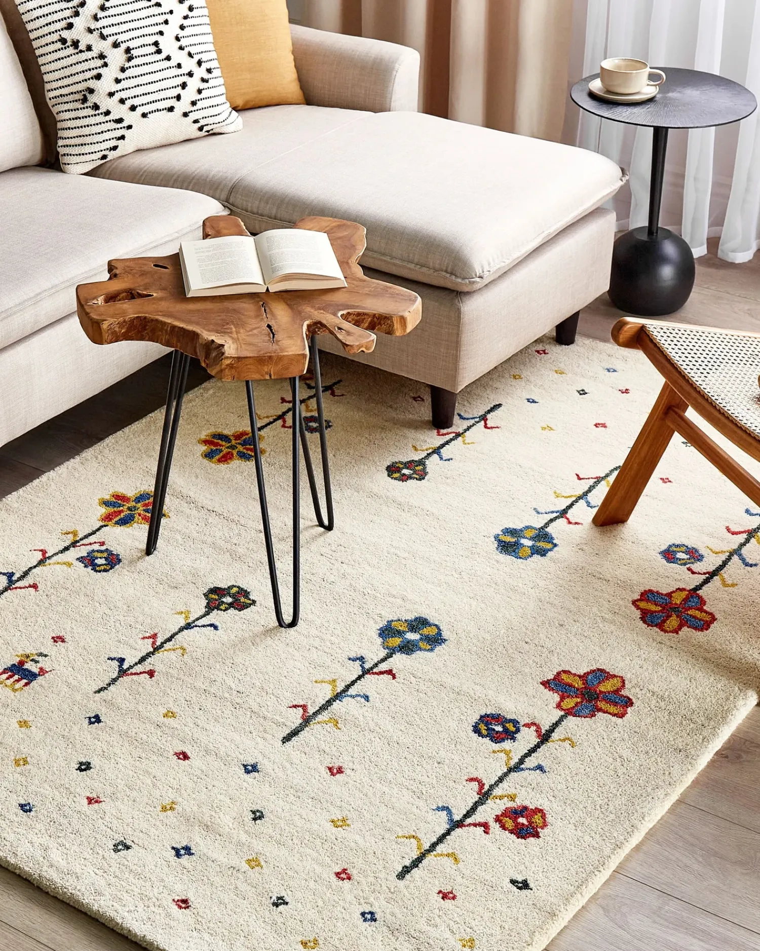 Hot Beliani Tappeto HUSUNLU Beige Lana Persiano Beige Blu Giallo Rosso Verde