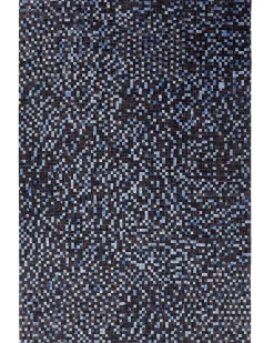 Clearance Beliani Tappeto IKISU Marrone scuro Pelle naturale Blu Marrone