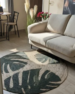 New Beliani Tappeto INCIK Beige ø 140 cm Iuta Beige Verde