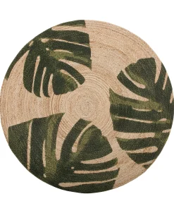 New Beliani Tappeto INCIK Beige ø 140 cm Iuta Beige Verde
