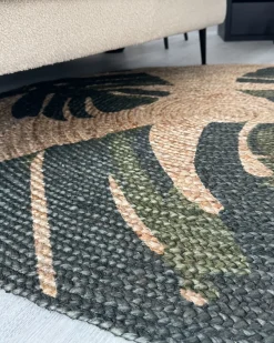 New Beliani Tappeto INCIK Beige ø 140 cm Iuta Beige Verde