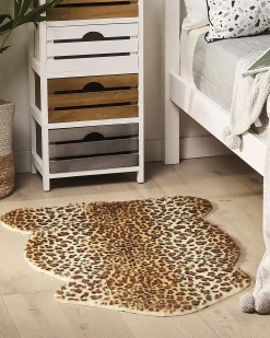 Sale Beliani Tappeto in pelliccia sintetica NAMBUNG Marrone 60 x 90 cm Beige Marrone Nero