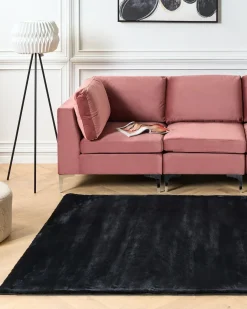 Beliani Tappeto in pelliccia sintetica MIRPUR Nero 160 x 230 cm Grigio