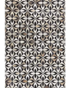 Outlet Beliani Tappeto ISHAN Multicolore 140 x 200 cm Pelle naturale Bianco Marrone Nero Multicolore