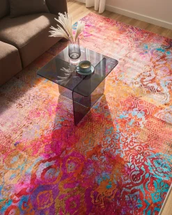 Outlet Beliani Tappeto ISPARTA Multicolore Giallo Rosa Viola Multicolore