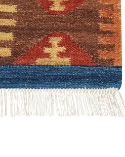 Outlet Beliani Tappeto JRVESH Multicolore 80 x 150 cm Lana Kilim Blu Marrone Rosso Multicolore