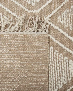 Discount Beliani Tappeto KACEM Beige Cotone Bianco Beige
