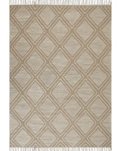 Discount Beliani Tappeto KACEM Beige Cotone Bianco Beige