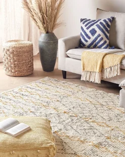 Discount Beliani Tappeto KADAPA Beige Cotone Beige Giallo Nero