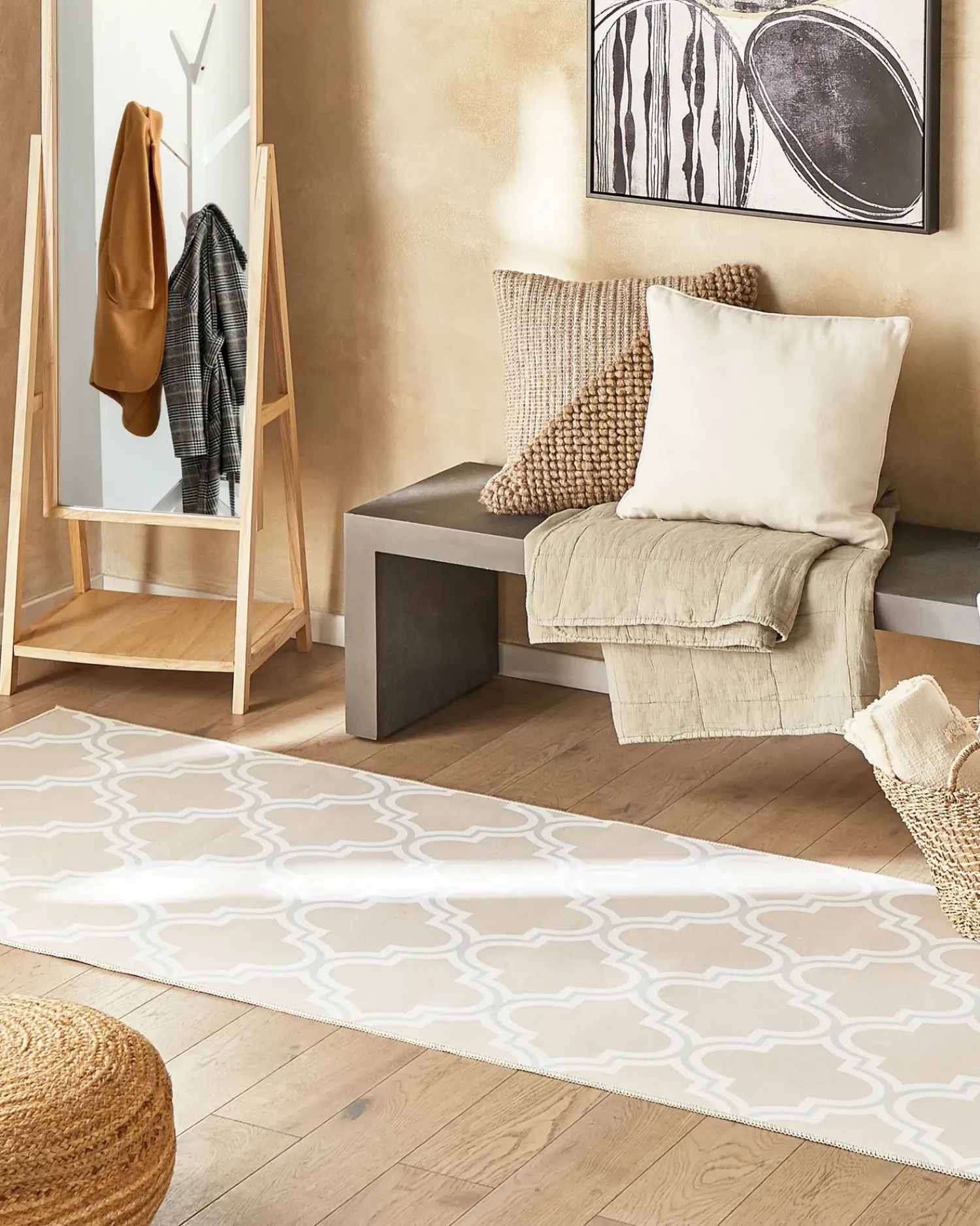 Hot Beliani Tappeto KADAYAL Beige 80 x 300 cm Beige Bianco