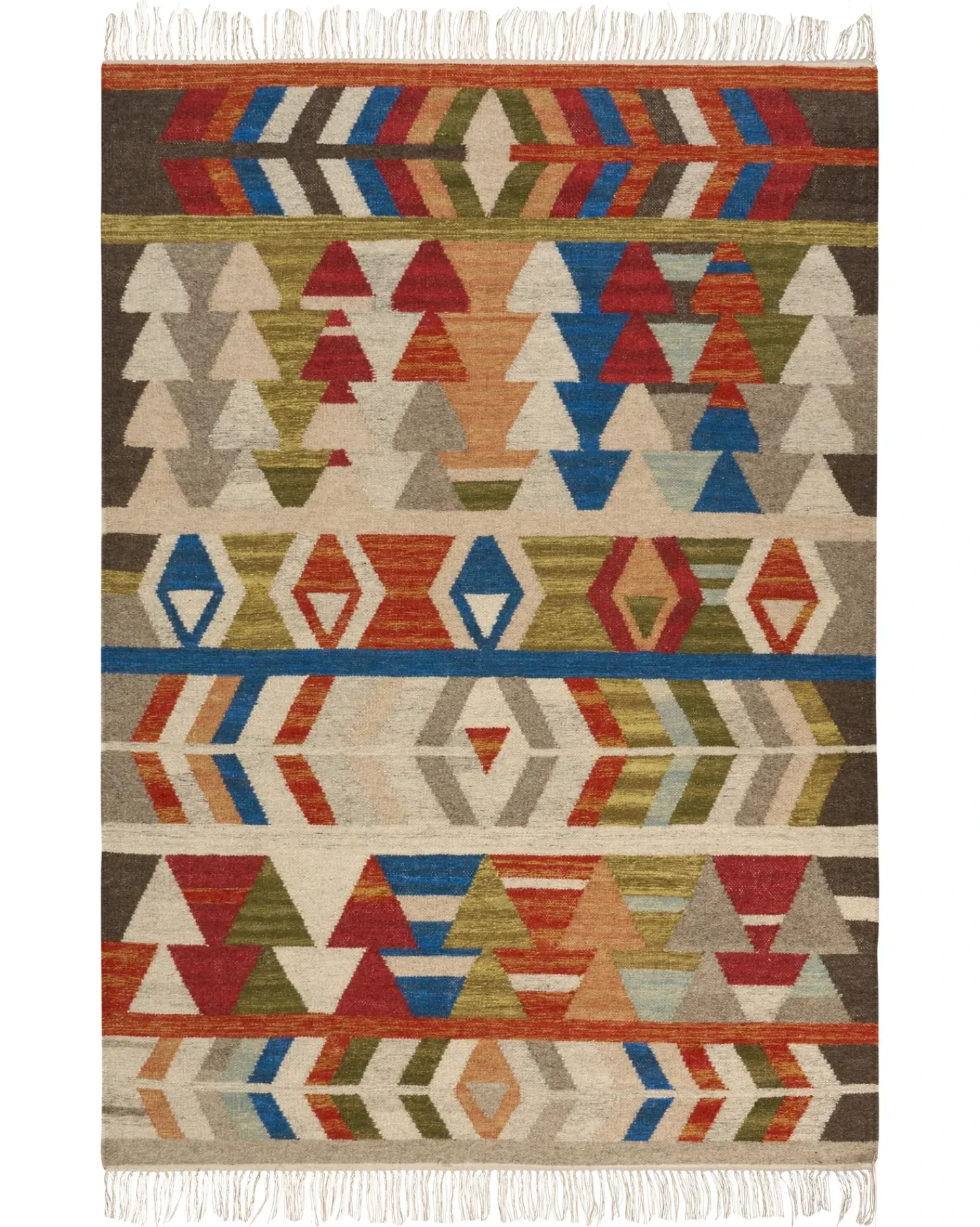 Online Beliani Tappeto KAGHSI Multicolore Lana Kilim Blu Rosso Verde Multicolore