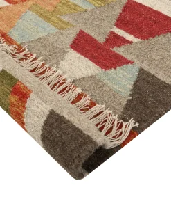 Online Beliani Tappeto KAGHSI Multicolore Lana Kilim Blu Rosso Verde Multicolore